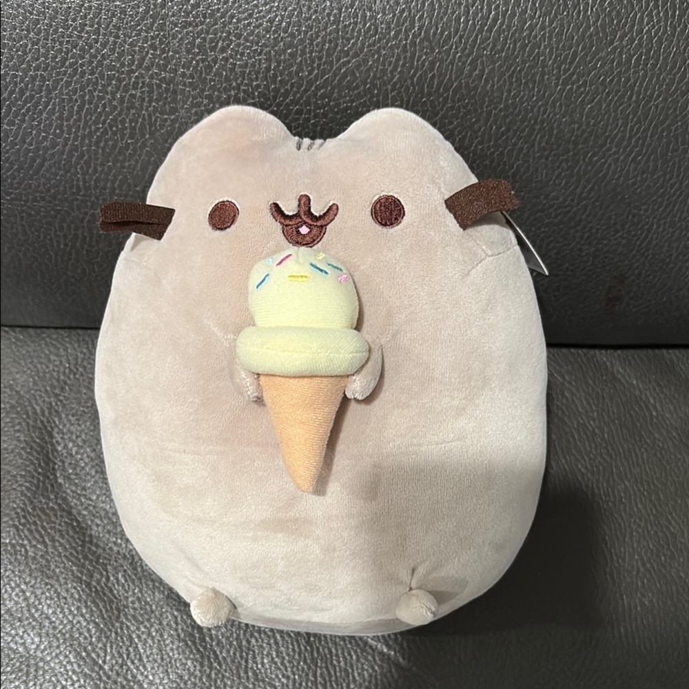 Pusheen stuffed cat with ice cream cone